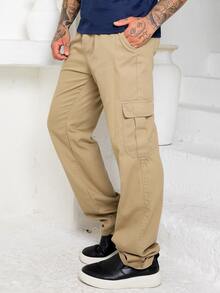 Calça Cargo Masculina Bolso Lado Cintura Com Cordão - Caqui - Visão 4