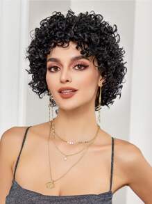 8吋黑色編織假髮,質感蓬鬆短髮,節日派對假髮,cosplay假髮,可愛少女假髮,日常使用假髮 - 黑色 - 查看 2