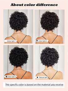 8吋黑色編織假髮,質感蓬鬆短髮,節日派對假髮,cosplay假髮,可愛少女假髮,日常使用假髮 - 黑色 - 查看 6