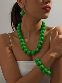 4pcs/Set Beaded Necklace & Pendant Set For Women With Unique, Fashionable, Exaggerated, And Retro Style - Buddhist Bead Jewelry Set - View 16