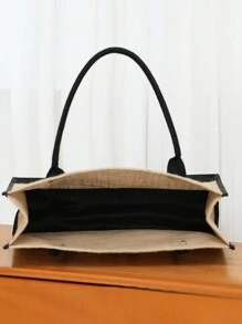 1 chiếc túi tote chữ cái viết tắt dung tích lớn mới, quà tặng Ngày của Mẹ cho phụ nữ, chị em gái, bạn bè, túi xách chữ lồng đơn giản, túi đeo vai thiết thực, túi xách xách tay, túi mua sắm, túi cho mẹ, quà tặng Ngày của Y tá cho đồng nghiệp, mẹ chồng, quà tặng lễ hội, mặt hàng khuyến mại của cửa hàng đồ dùng cho bà bầu - màu nâu - Xem 3