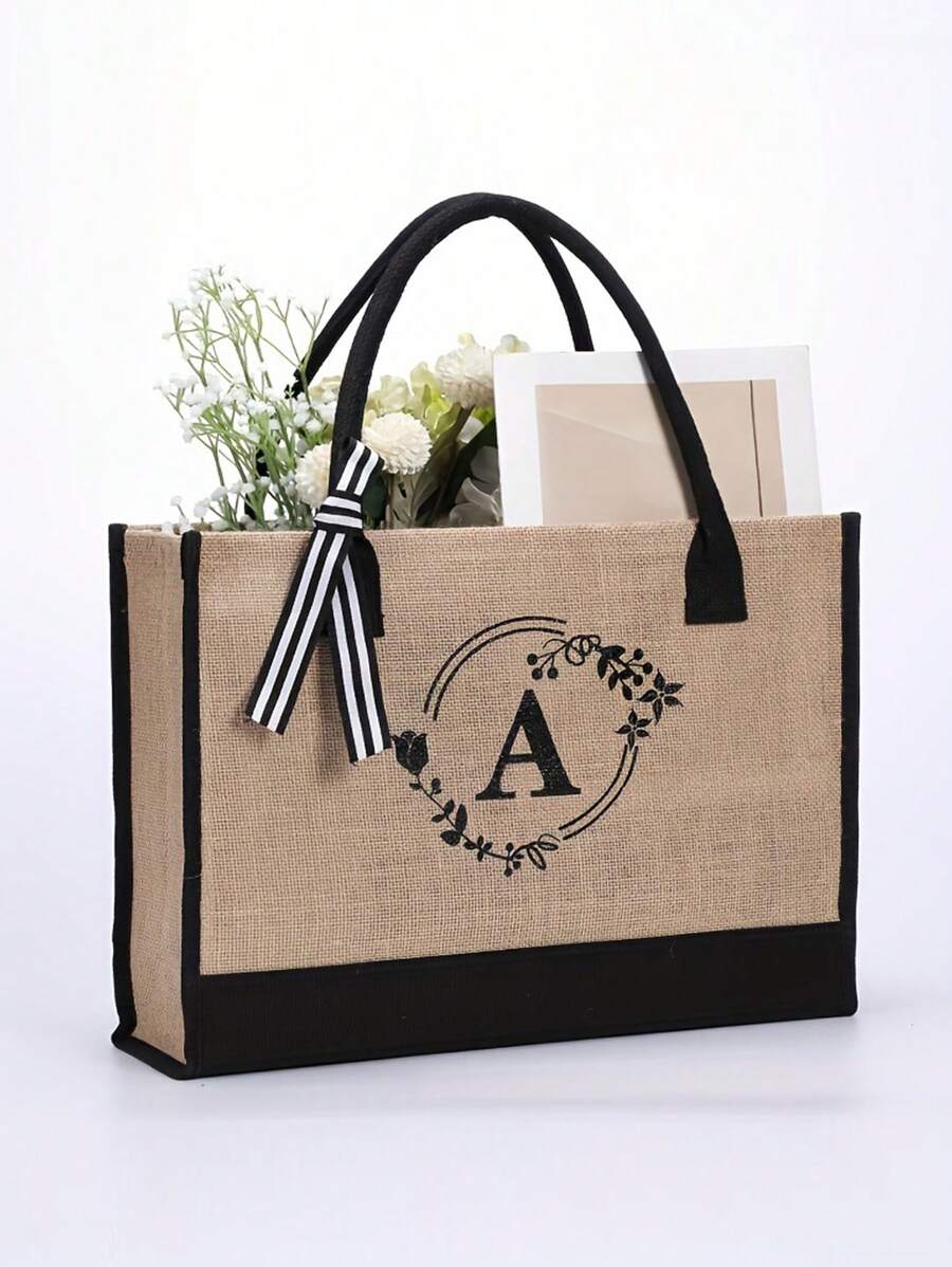 1 chiếc túi tote chữ cái viết tắt dung tích lớn mới, quà tặng Ngày của Mẹ cho phụ nữ, chị em gái, bạn bè, túi xách chữ lồng đơn giản, túi đeo vai thiết thực, túi xách xách tay, túi mua sắm, túi cho mẹ, quà tặng Ngày của Y tá cho đồng nghiệp, mẹ chồng, quà tặng lễ hội, mặt hàng khuyến mại của cửa hàng đồ dùng cho bà bầu - màu nâu - Xem 1
