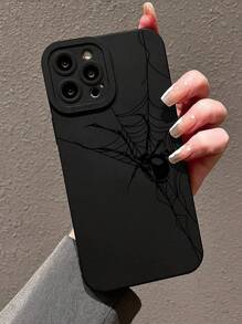 Black Spider Web Print Clear Case Compatible With For IPhone11/12/13/14/15/15pro/15 Plus/15 Promax/7plus/8plus/X/Xs Max/Xr/11pro/12pro/13pro/14pro/12mini/13mini/11promax/12promax/13promax/14promax/14plus/6/6s/6plus/7/8/Se&Compatible With Samsung Galaxy/A54/A14/A12/A13/A15/A32/A33/A24/A52S/S20/S21/S22/S23/S24/S23Plus/S24ultra - Black - View 2