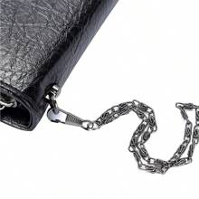 Cartera Estilo Gótico Para Dama Con Cadena Y Diseño Cráneo, Billeteras de cráneo para mujeres, cierre alrededor de la billetera gótica gran capacidad de cartera larga tarjeta de crédito pulsera para mujeres