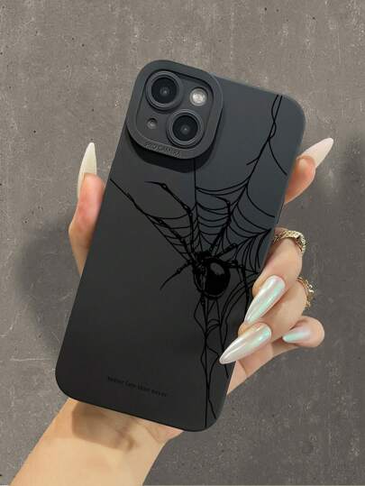 Black Spider Web Print Clear Case Compatible With For IPhone11/12/13/14/15/15pro/15 Plus/15 Promax/7plus/8plus/X/Xs Max/Xr/11pro/12pro/13pro/14pro/12mini/13mini/11promax/12promax/13promax/14promax/14plus/6/6s/6plus/7/8/Se&Compatible With Samsung Galaxy/A54/A14/A12/A13/A15/A32/A33/A24/A52S/S20/S21/S22/S23/S24/S23Plus/S24ultra