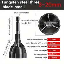 Awokee 去毛刺鎢鋼三邊倒角裝置,外部圓倒角,螺紋修剪刀具合金修剪裝置,螺釘螺栓去毛刺（只有倒角裝置,不包括電鑽主機） - 黑色 - 查看 3