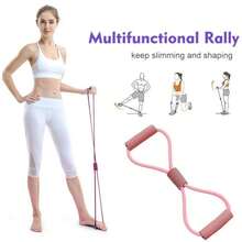 1入組彈性8字形張力繩,瑜珈健身阻力繩,用於開背、拓胸的瑜伽訓練器材 - 粉色 - 查看 2