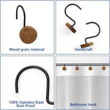 12pcs/Set Wooden And Stainless Steel Shower Hooks With Strong Load Bearing And Anti-Rust Function For Bathroom/Kitchen Decoration And Accessories Home Bathroom Decor Summer