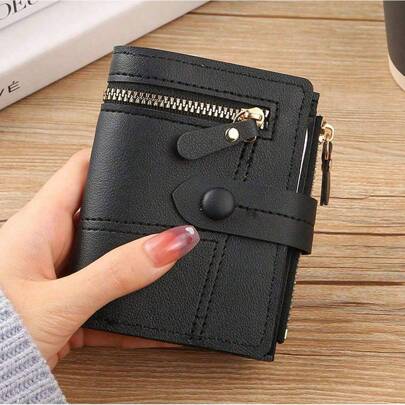 女士大容量按扣零钱包折叠式多用途手拿包带卡槽，适合日常使用、返校礼物、教师、学生、大学生、青年礼物