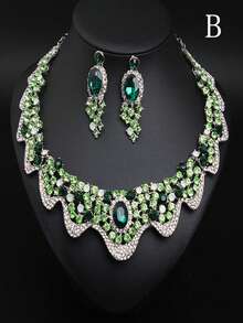 3 件/套女式幾何水鑽項圈項鍊,歐美風格誇張時尚首飾適合派對禮服 - 彩色 - 查看 2