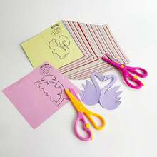 Handmade Paper-Cutting Set, Creative, Cognitive, Educational, Diy Parent-Child Interactive Drawing Toy, Contains 96 Color Papers And A Pair Of Scissors, Comes In Random Colored Packaging Box And Scissors - Blue - View 6