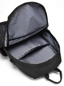 100旅行和户外牛津布背包，大容量商务背包，重型笔记本电脑背包假期学校夏季随身携带涤纶商务休闲黑色个性化礼物男朋友徒步旅行学生多功能便携式时尚休闲背包侧包书包露营返校沙滩包笔记本电脑包运动生活包背包旅行必备大包 - 黑色 - 查看 10