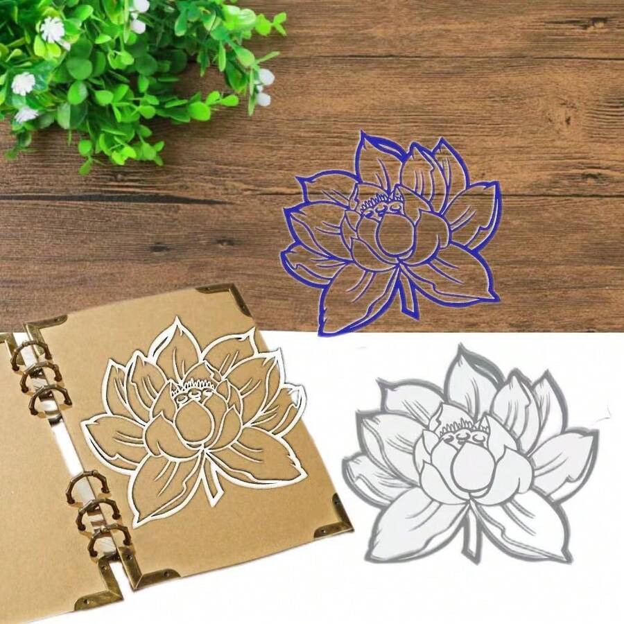 1pc DIY Lotus Kim Loại Thép Carbon Cắt Khuôn Cho Nghệ Thuật Giấy, Dập Nổi, Khắc - Hoa sen-1 - Xem 1