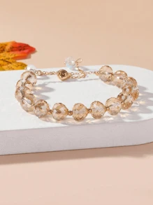 Vòng tay đính cườm trang trí pha lê - trắng - Xem 3
