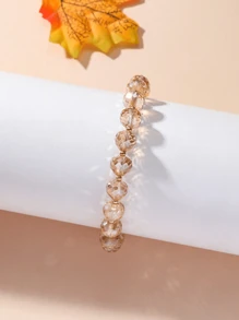 Vòng tay đính cườm trang trí pha lê - trắng - Xem 2