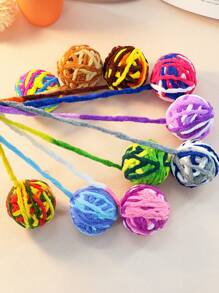 1pc Rainbow Ball Knitted Cat Toy, Funny Stress Reliever & Pet Teaser, Plush Chew Resistant - Multicolor - View 4