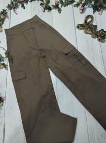 PANTS WITH RIGID GABARDINE CARGO BAGS - Redwood - View 4