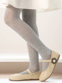1條女童灰色束口透氣褲襪,親膚舒適彈性底襪,適合日常穿著和裙子搭配