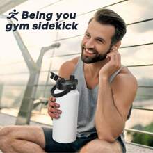 Insulated Water Bottle With 2-In-1 Lid (Chug Lid/Straw Lid),40oz/64oz Double Walled Vacuum Stainless Steel Water Bottles, Water Jug With Straw, Wide Mouth Insulated - 白色 - 查看 7