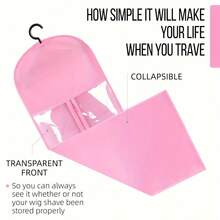 1PC Hair Extensions Storage Bag With Hanger Hair Extension Holder Wig Storage Bag Wig Bag Perfect For Travel - Purple - View 3