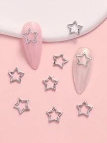 10 件/套金属朋克星形美甲装饰 DIY 指甲饰 指甲宝石 美甲用品 指甲 - 銀色 - 查看 4