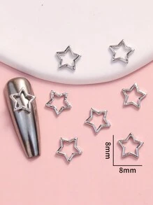 10 件/套金属朋克星形美甲装饰 DIY 指甲饰 指甲宝石 美甲用品 指甲 - 銀色 - 查看 2