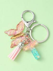 Elegant 1pc Initial Butterfly Tassel Zinc Alloy Keychain, Suitable For Backpack, Mobile Phone Case, Car Key, Etc. - Multicolor - View 17