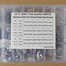 1080入組不銹鋼六角插座螺絲m2/m3/m4蓋,螺母,墊圈。包括3把六角扳手（m2/m3/m4）,總共1080件。 - 銀色 - 查看 8