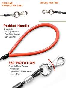 Chew Proof Heavy Duty Leash For Dogs Up To 250 Pound,Metal Rope Made Of Coated Wire Rope With Soft Padded Handle,Chew Resistant Dog Leash For Large And Medium Dog(Black) - Black - View 8