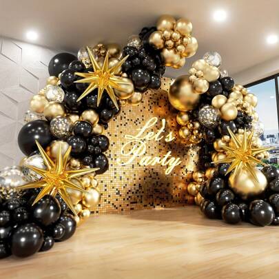 132pcs Balloons Garland Arch Kit With Starburst Foil Balloons, 5 10 12 18 Inch Confetti Latex Balloons For New Years Wedding Anniversary Birthday Party Decorations Easter Gift,Christmas