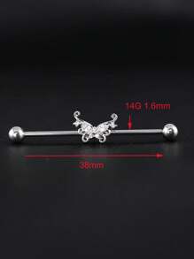 1PC Butterfly Industrial Piercing Barbell Zirconia Stainless Steel Ear Piercing Industrial Earring Scaffold 14G - Butterfly - View 5