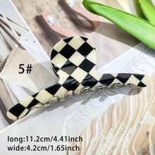 Glossy Checkered Claw Clips: Add A Stylish Touch To Your Hair With These Rectangle-Shaped Hair Clips!Valentine's Day Couples As A Gift Hair Accessories Hair Jaw Clip Hair Clamps Hair Clutch Hair Catcher Clip