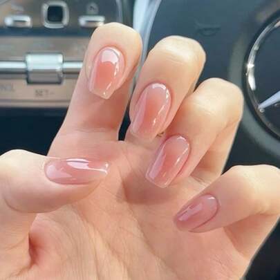 30入組短棺材形優雅極簡漸變腮紅果凍美甲套裝、女士和女孩美甲工具