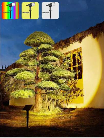 3pcs Solar-Powered Outdoor 7-Led Spotlights For Tree & Landscape, Waterproof Ip65 Dual Use Spotlight, Suitable For Courtyard, Landscape, Statue, Fountain, Lawn, Garden, Outdoor Ultra-Bright Landscape Lawn Light, Villa Decoration Lighting Halloween Christmas Thanksgiving Gift