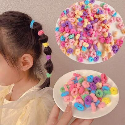 100入組彈性頭髮帶頭髮橡皮筋馬尾束頭髮飾品,適用於女孩