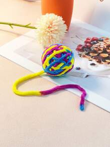 1pc Rainbow Ball Knitted Cat Toy, Funny Stress Reliever & Pet Teaser, Plush Chew Resistant - Multicolor - View 20