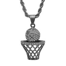 SWISH Basketball Pendant Necklace - Black - View 2