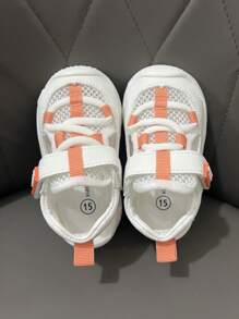 1pair Unisex White Summer Sandals For Toddlers, With Anti-Collision Toe And Breathable Mesh - Orange - View 7