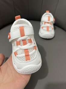 1pair Unisex White Summer Sandals For Toddlers, With Anti-Collision Toe And Breathable Mesh - Orange - View 5