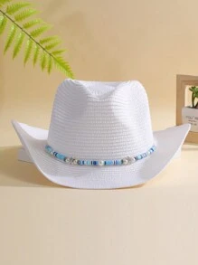 1 Miếng Không giới tính Trang trí màu ngọc lam Boho Cô gái cao bồi Mũ Nón cao bồi Mũ Rơm Visor Mũ đi biển Đối với Ngoài trời - Nhiều màu 5 - Xem 16