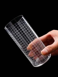 1pc Lead Free Glass Engraved Slim Slanted Collin Mug, Simple Classic Style For Drinking, Drinking, Tea, Etc. - Clear - View 4