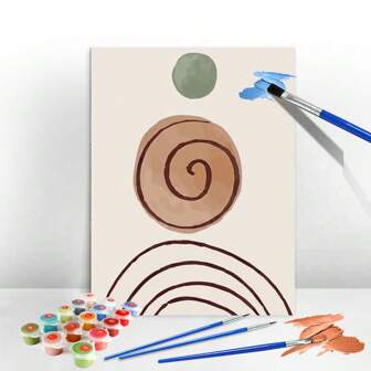 1張無框數字油畫抽象圖案按數字繪製卡通風景卷織畫布無皺痕家居裝飾