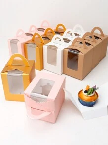 10 chiếc/20 chiếc/30 chiếc Hộp đựng bánh cupcake giấy ngày lễ tình nhân có cửa sổ trưng bày, túi đựng bánh cupcake đơn, giấy lót bánh cupcake dùng một lần có chèn và tay cầm, thích hợp cho tiệm bánh, đám cưới, tiệc mừng em bé, sinh nhật, tiệc tùng, ngày lễ và lễ kỷ niệm - Giấy - Xem 1