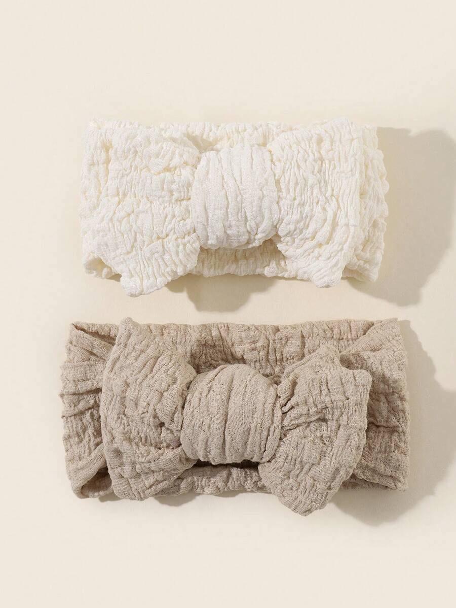 2pcs/Set Infant Newborn 0-6 Months Extra Large Bow Headbands Elastic Hair Band - Multicolor - View 1