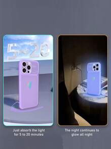 1入組發光霧面紫色TPU殼帶有心形圖案和1入組發光紫色矽膠掛繩，適用於iPhone，Android，Samsung，Xiaomi和Oppo - 紫色 - 查看 8