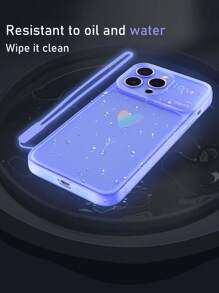 1入組發光霧面紫色TPU殼帶有心形圖案和1入組發光紫色矽膠掛繩，適用於iPhone，Android，Samsung，Xiaomi和Oppo - 紫色 - 查看 4