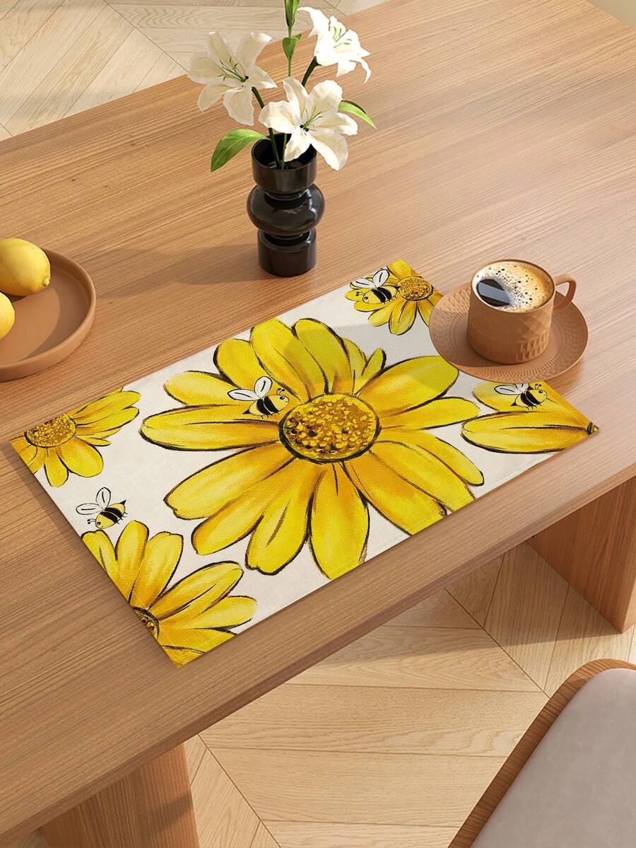 4pcs , Đệm , Hoa Hướng dương Hình con ong Mùa Xuân Mùa hè Theo mùa Ăn uống Thảm trải bàn , Theo mùa Ngày lễ Tấm lót bàn , Retro Có thể giặt được Ăn uống Thảm trải bàn , Phòng Trang trí - Nhiều màu - Xem 1