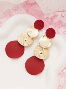 1對新款高端長耳環 - 紅色 - 查看 2