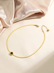 3pcs/Set Vintage Stainless Steel 18K Gold Plated Circular Plate & Roman Numeral Decor Earrings & Necklace Set