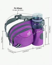 Waterfly Bolsa de cintura corrida desportiva homem mulher com suporte para garrafas bolsa de cintura para correr caminhadas, Preto, Caminhadas, corrida, desporto - Morado - Ver 2